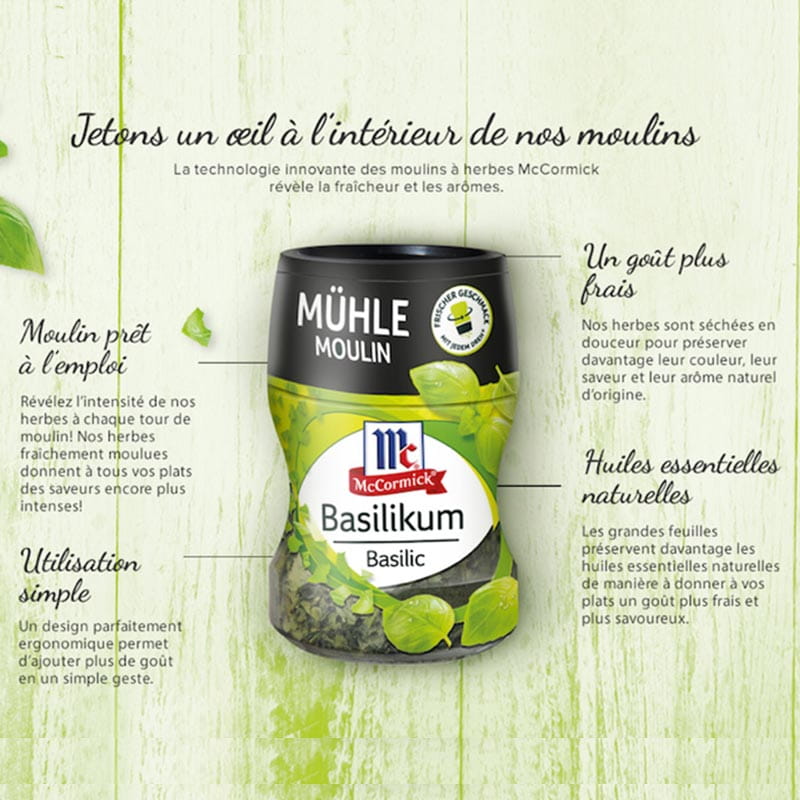 Moulins à Herbes basilic, herbes italiennes, origan et persil