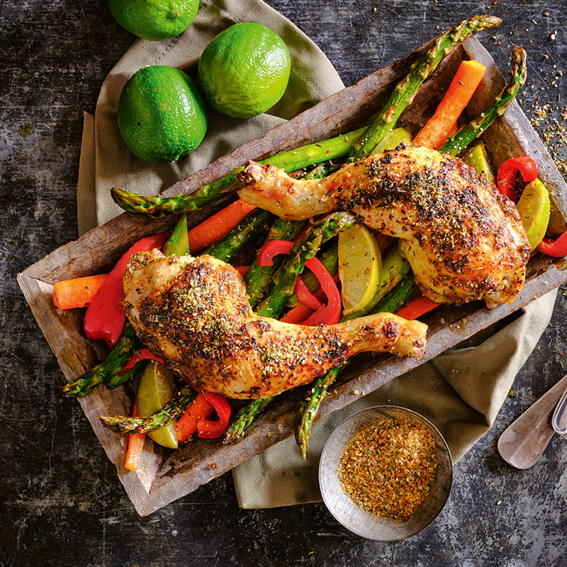 Poulet aux légumes tout droit sorti du four