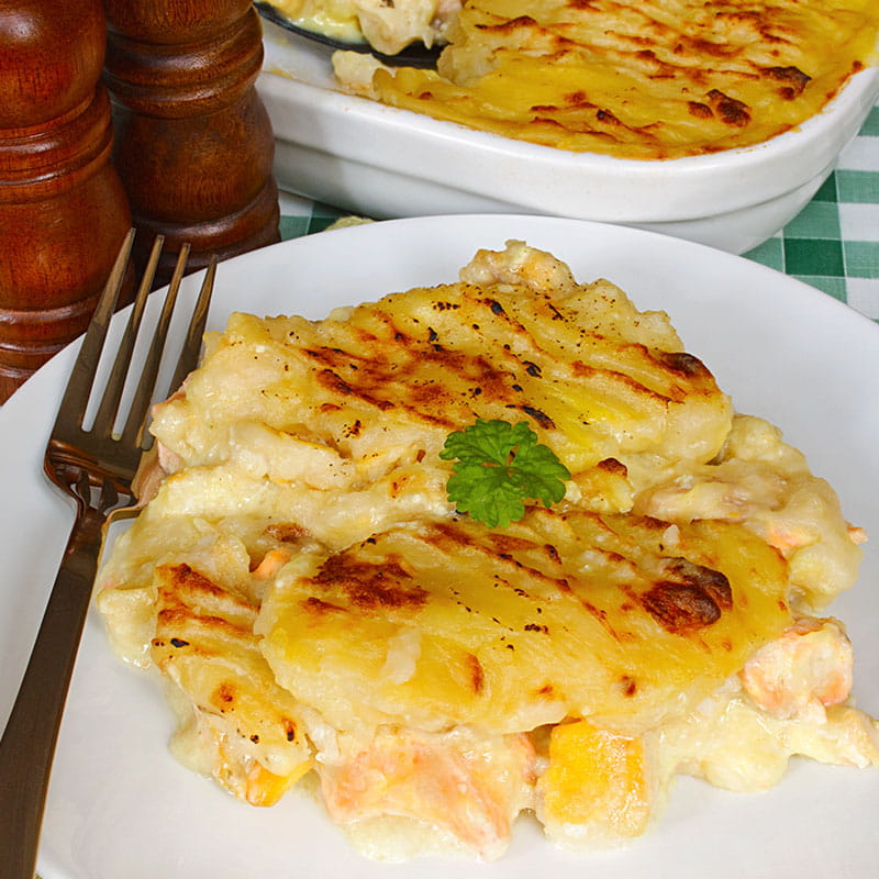 Gratin de saumon fumé