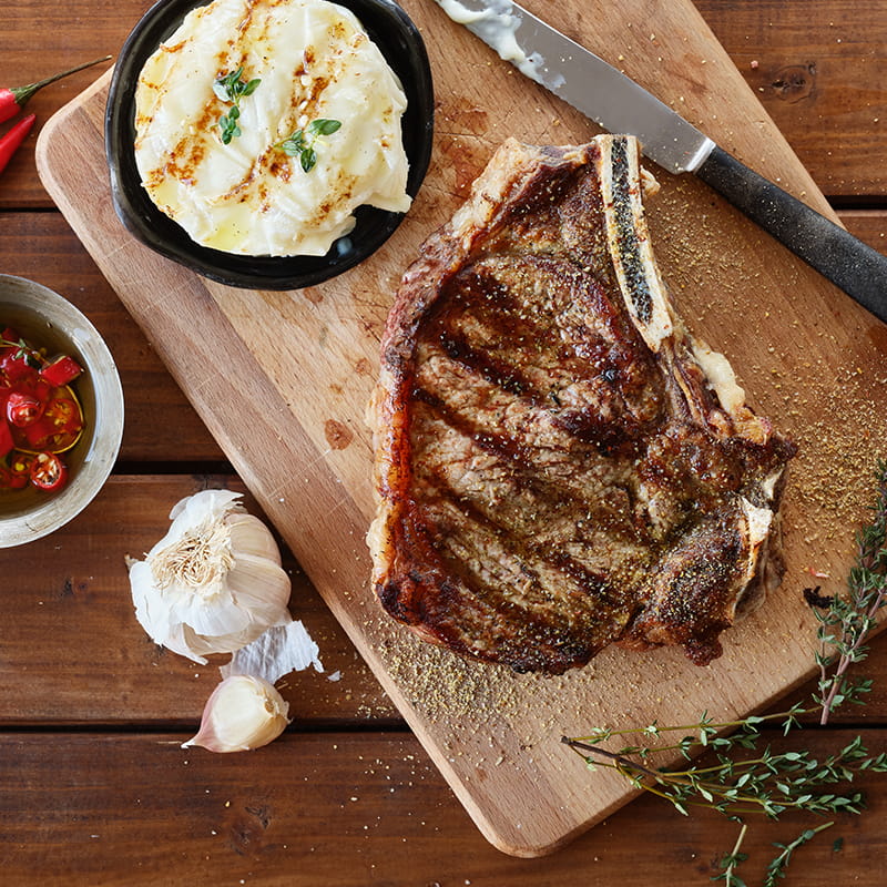 Club Steak mit Ziegenkäse