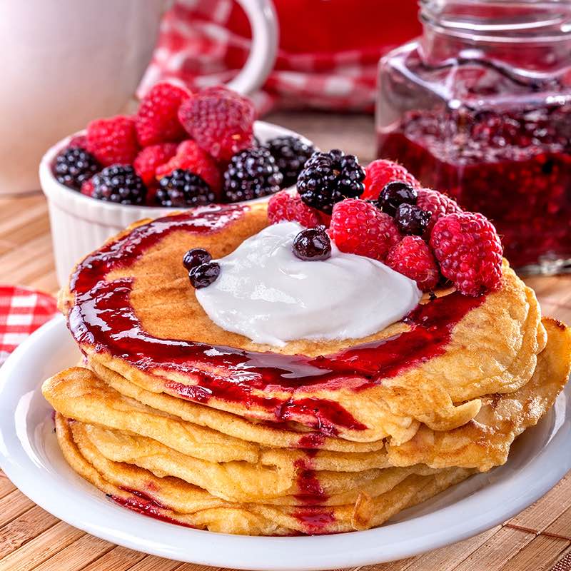 Pancakes framboises-cannelle