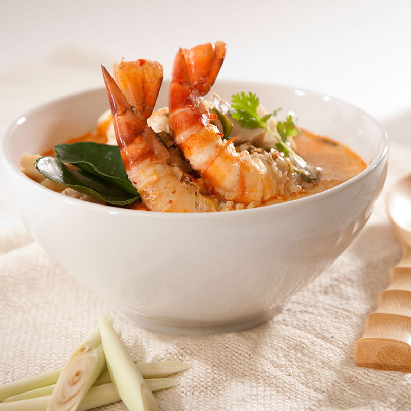 Potage clair à l'anis et aux crevettes géantes