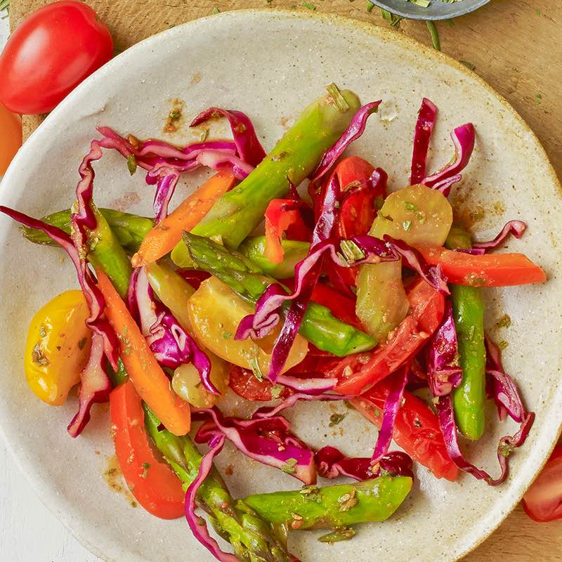 Asperge et tomate sautée Umami