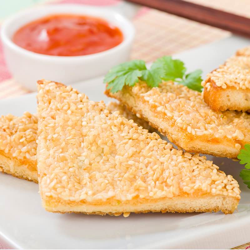 Toast mit Crevetten und Sesam